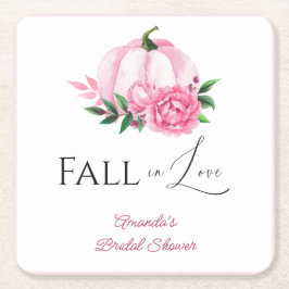 Fall Liebe Rosa Kürbis Rustikales Brautparty Rechteckiger Pappuntersetzer