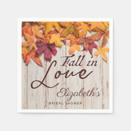 Fall Liebe Rustikales Holz Herbst verlässt Brautpa Serviette