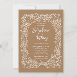 Fall Light Brown Rose & Love Bird Border Wedding Einladung