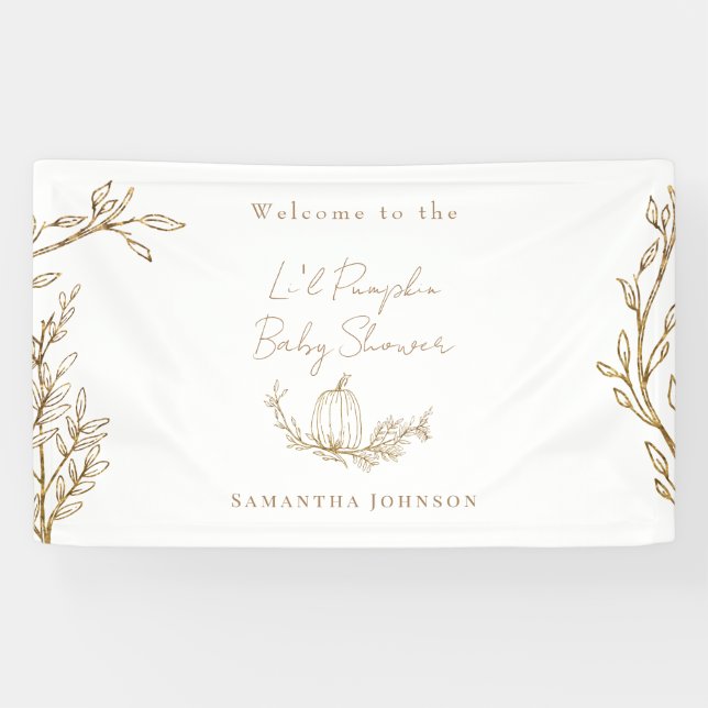Fall Li'l Pumpkin Baby Dusche Banner (Horizontal)