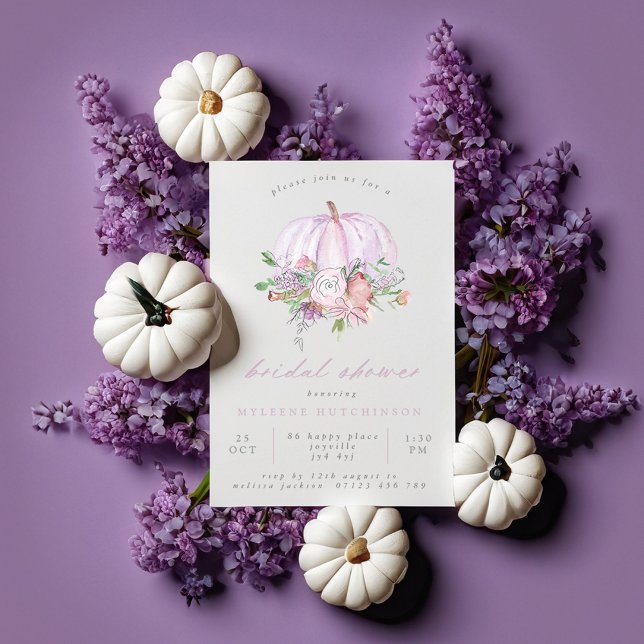 Fall Lilac Pumpkin und Blume Brautparty Einladung (Von Creator hochgeladen)