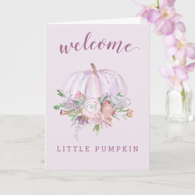 Fall Lilac Pumpkin und Floral New Baby Karte (Orchidee)