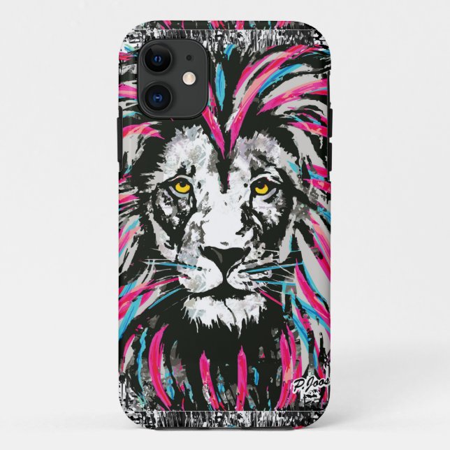 Fall Lion Head iPhone 11 | Blaurosa Lion Case-Mate iPhone Hülle (Rückseite)