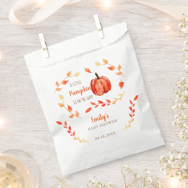 Fall Little Pumpkin Baby Dusche Aquarellfolie Geschenktütchen (Ausgeschnitten)