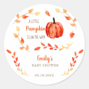 Fall Little Pumpkin Baby Dusche Aquarellfolie Runder Aufkleber