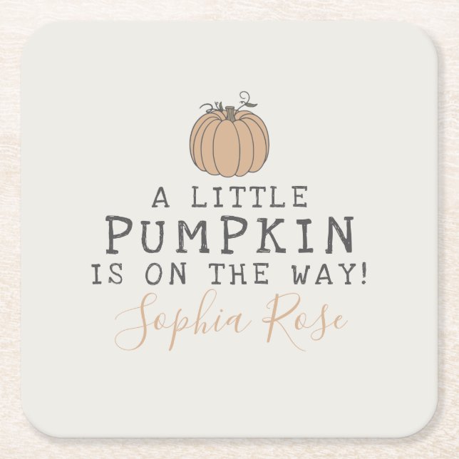 Fall Little Pumpkin Baby Dusche Dekoration Rechteckiger Pappuntersetzer (Vorderseite)