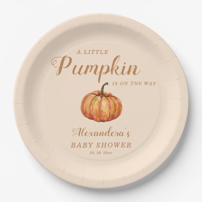 Fall Little Pumpkin Baby Dusche Pappteller (Vorderseite)