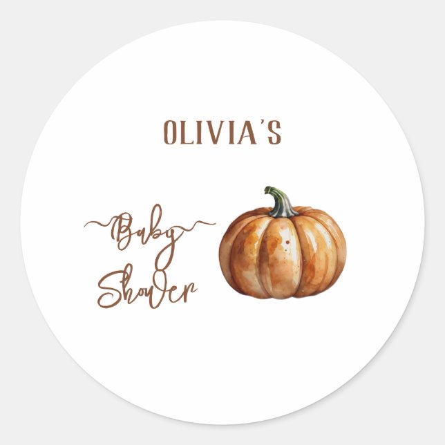 Fall Little Pumpkin Baby Dusche Runder Aufkleber (Vorderseite)