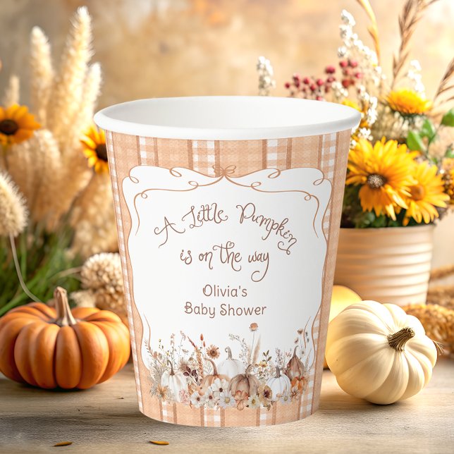 Fall Little Pumpkin Boho Floral Baby Shower Pappbecher (Von Creator hochgeladen)