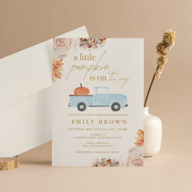 Fall Little Pumpkin Boy Kinderdusche Einladung (Von Creator hochgeladen)