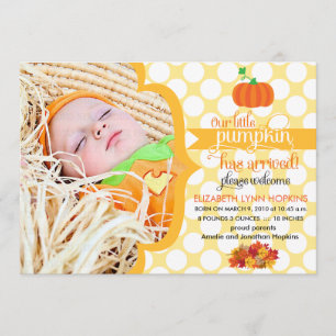 Fall Little Pumpkin Foto Geburtsankündigung Ankündigung
