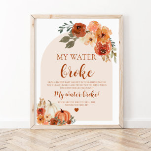 Fall Little Pumpkin mein Wasser Broke Baby Dusche Poster