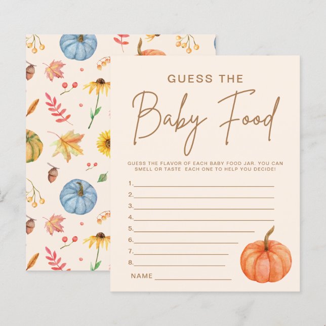 Fall Little Pumpkin Ratet die Baby Food Game Card (Vorne/Hinten)