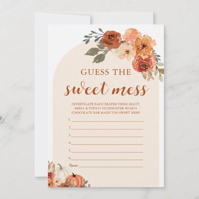 Fall Little Pumpkin Ratet die Sweet Mess Game Card Einladung (Vorderseite)