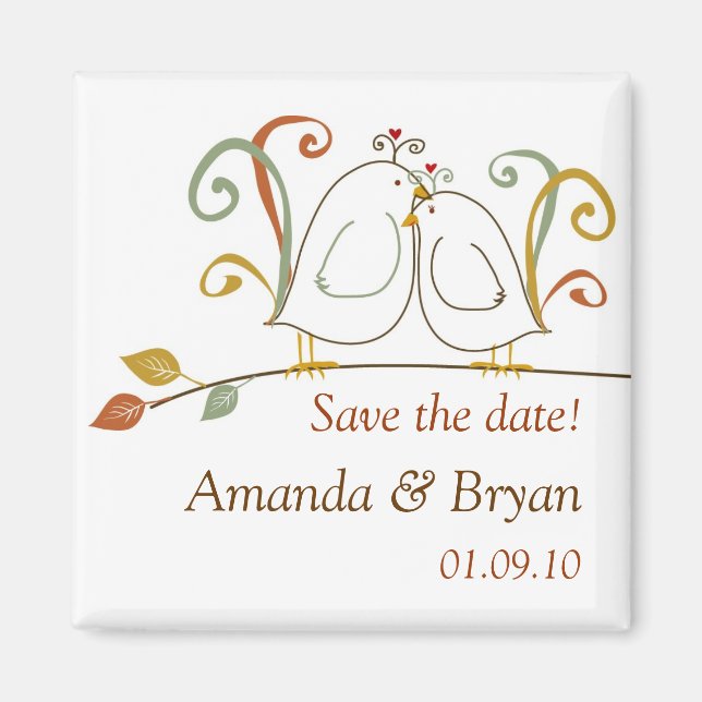 Fall Lovebirds Speichern Sie die Datumsmagnete Magnet (Vorne)