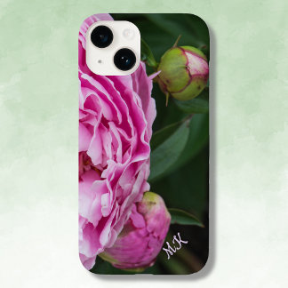 Fall "Lush Pink Peonies Monogram Case-Mate iPhone" iPhone 14 Hülle
