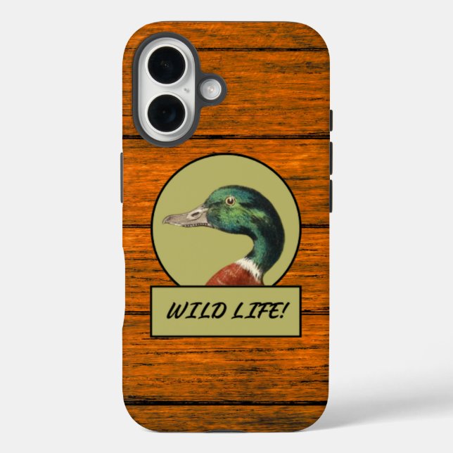 Fall Mallard Duck Wood Grain Case-Mate iPhone 16 Hülle (Rückseite)