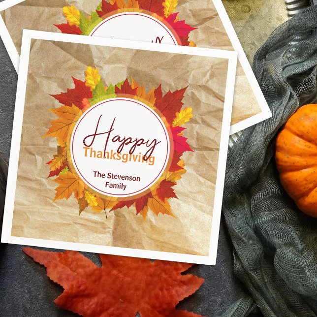 Fall Maple Blätter auf Papier Textur Erntedank Serviette (Von Creator hochgeladen)