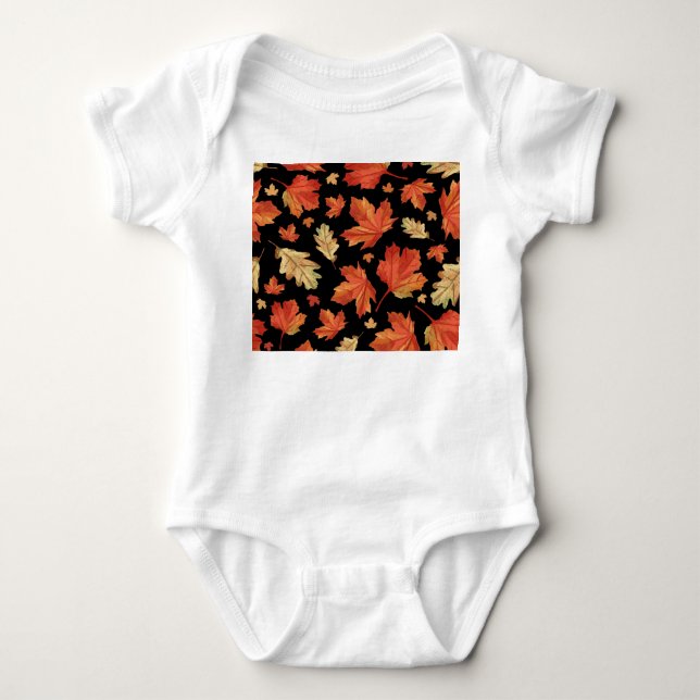 Fall Maple Blätter Erntedank Muster Baby Strampler (Vorderseite)