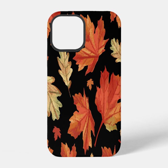 Fall Maple Blätter Erntedank Muster iPhone 12 Hülle (Rückseite)