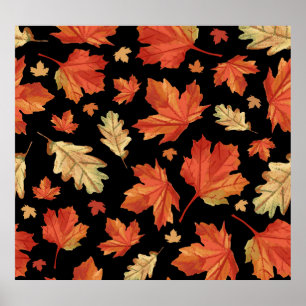 Fall Maple Blätter Erntedank Muster Poster