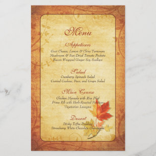 Fall Maple Blätter Hochzeitmenü Karte