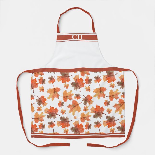 Fall Maple-Blätter Mehrfach-Print-Monogramm-Schürz Schürze (Vorderseite)