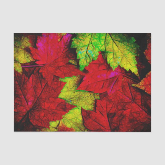 Fall Maple Blätter Rote Gelbe Schwarze Kunst Seidenpapier (Vorderseite)