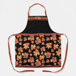 Fall Maple-Blätter Umblenddruckschwarz Monogramm Schürze