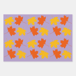 Fall Maple Blätter Wrapping Pap Flachblatt Set von