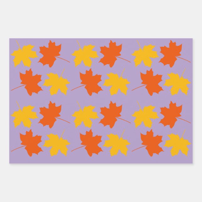 Fall Maple Blätter Wrapping Pap Flachblatt Set von (Vorderseite)