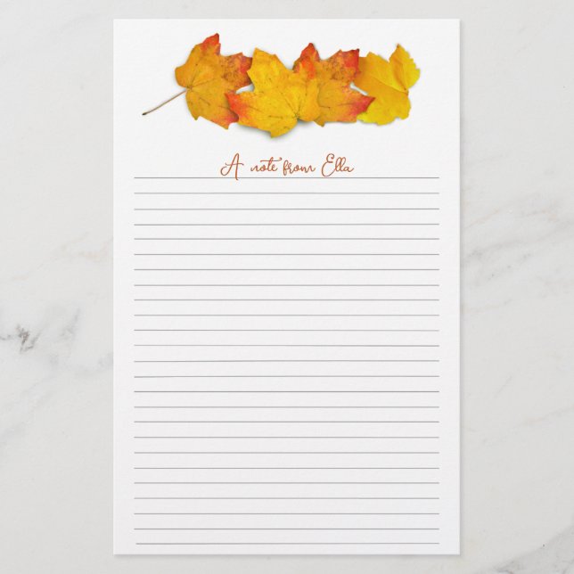 Fall Maple Leaf-Grenze, Schriftstück mit Linde Briefpapier (Vorderseite)