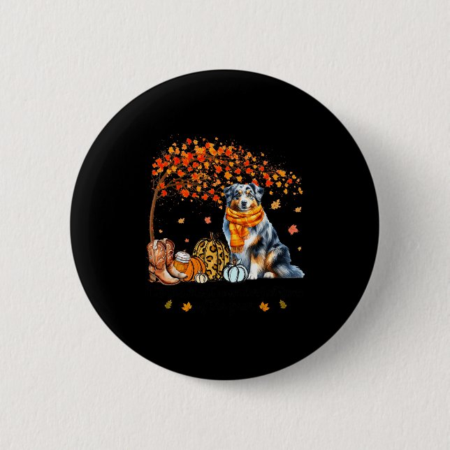 Fall Maple Tree Print Dog Lover Happy Thanksgiving Button (Vorderseite)