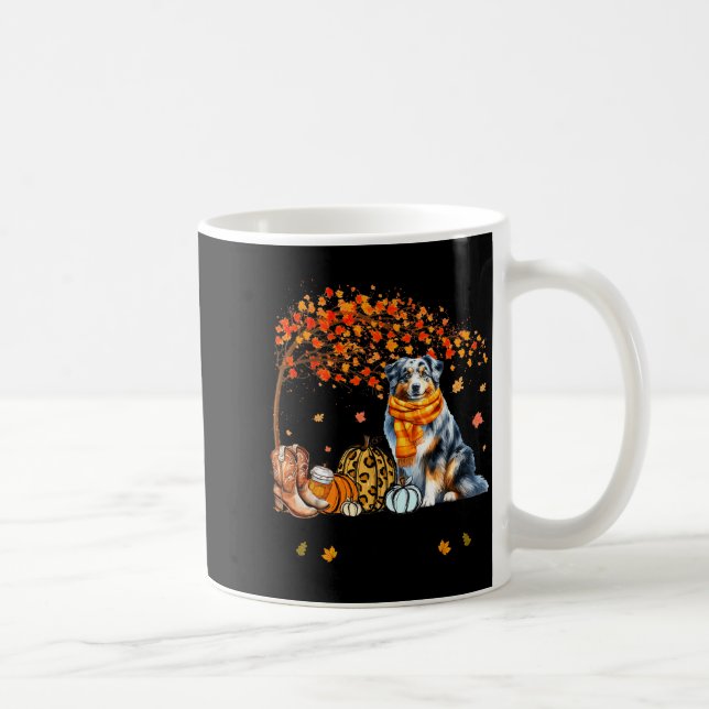 Fall Maple Tree Print Dog Lover Happy Thanksgiving Kaffeetasse (Rechts)