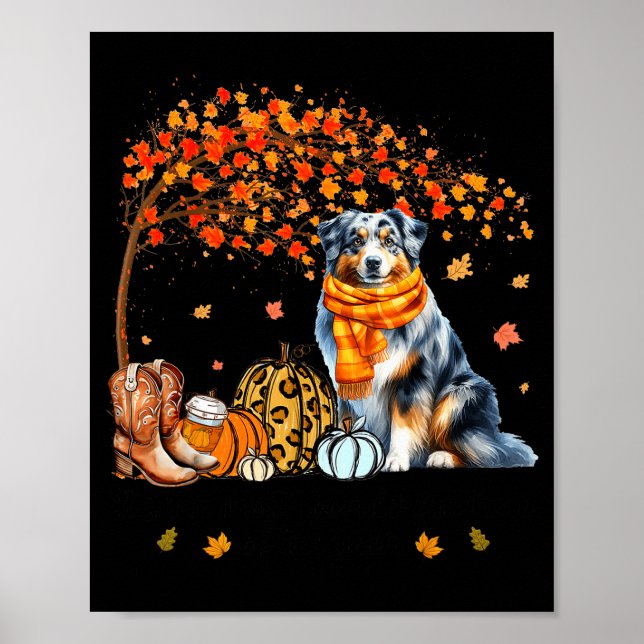 Fall Maple Tree Print Dog Lover Happy Thanksgiving Poster (Vorne)