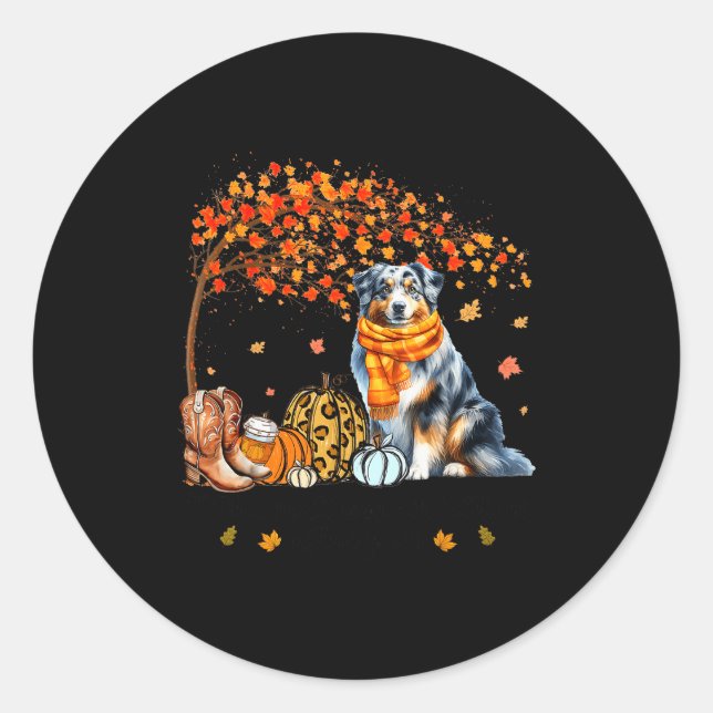 Fall Maple Tree Print Dog Lover Happy Thanksgiving Runder Aufkleber (Vorderseite)