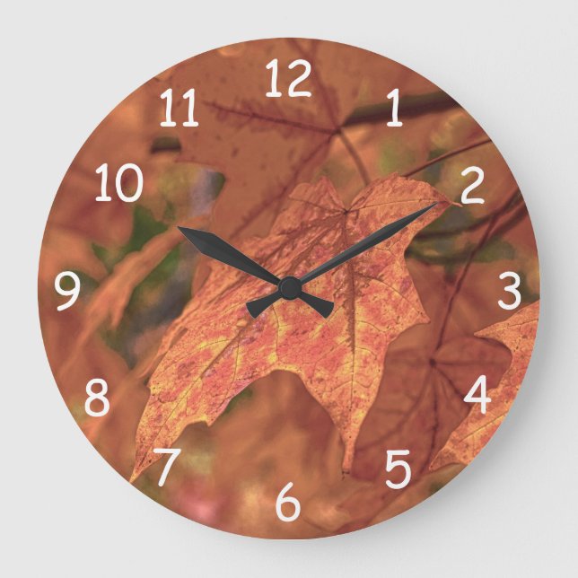 Fall Maple Verlasst HDR. Große Wanduhr (Vorderseite)