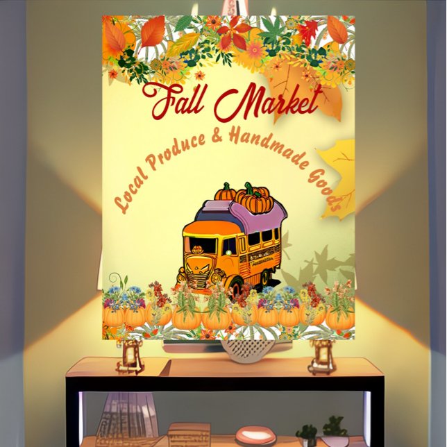 Fall Market Pumpkin Patch Bauernhof Ernte Truck Poster (Fall Market Poster)
