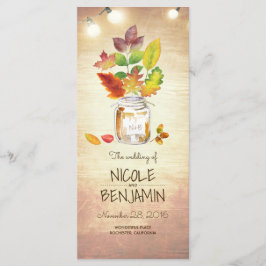 Fall Mason Jar und String Lights Hochzeitsprogramm Programm