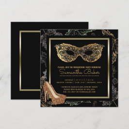 Fall Masquerade Party | Black Gold Kostümball Einladung
