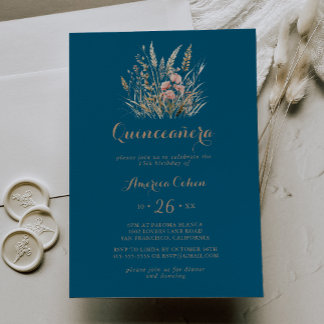 Fall Meadow Wild Floral Quinceañera Einladung
