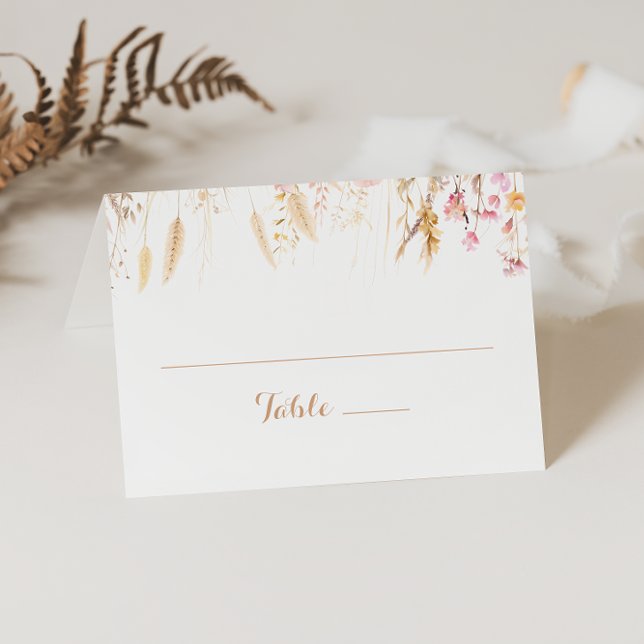 Fall Meadow Wild Floral Wedding Platzkarte (Von Creator hochgeladen)
