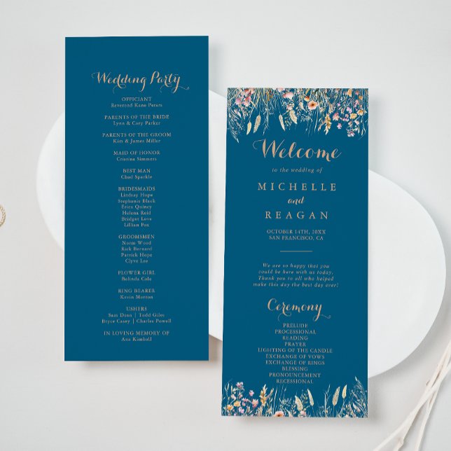 Fall Meadow Wild Floral Wedding Program Programm (Von Creator hochgeladen)