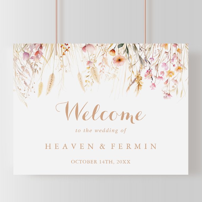 Fall Meadow Wild Floral Wedding Welcome Sign Poster (Von Creator hochgeladen)