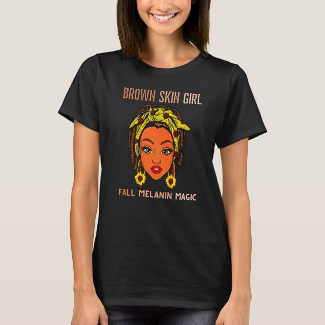 Fall Melanin Black Magic Retro Sonnenblume Braun S T-Shirt (Vorderseite)