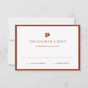 Fall Minimalistisches Leaf Terracotta Border Weddi RSVP Karte