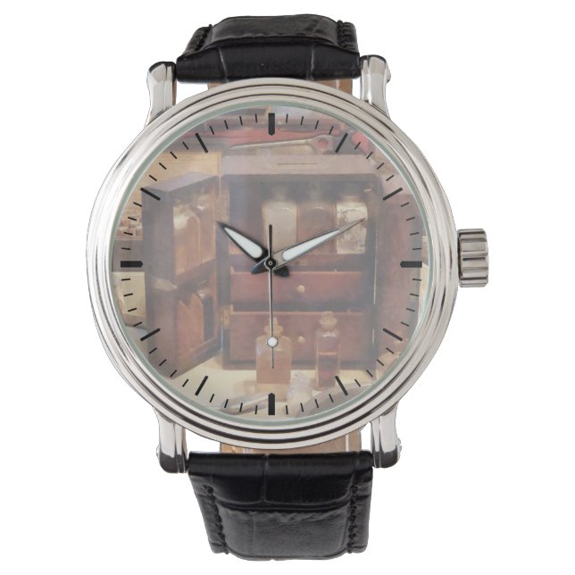 Fall mit Arzneimittelflaschen Armbanduhr (Vorderseite)
