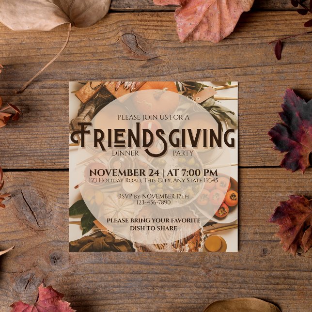 Fall Modern Friendsgiving Erntedank Holiday Einladung (Von Creator hochgeladen)
