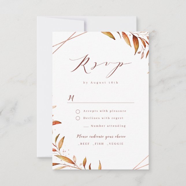 Fall Moderne Grünpflanzen Geometrische rustikale H RSVP Karte (Vorderseite)