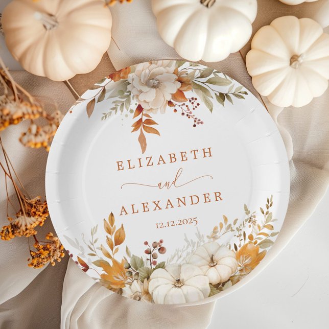 Fall Moderne rustikale Hochzeit Pappteller (Von Creator hochgeladen)